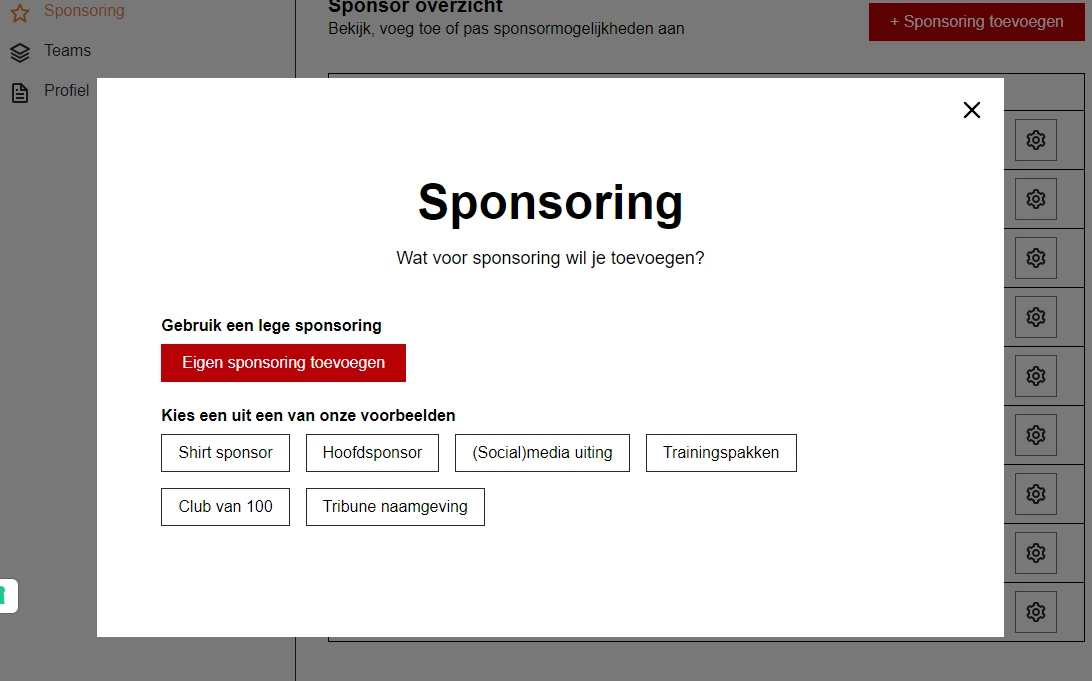 screenshot of adding sponsorship